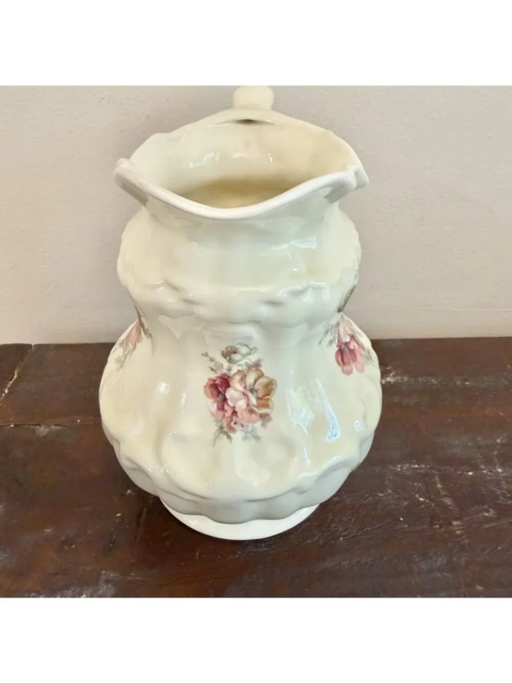 Vintage Athena California Floral Ceramic Pitcher Vase Cottagecore French Country